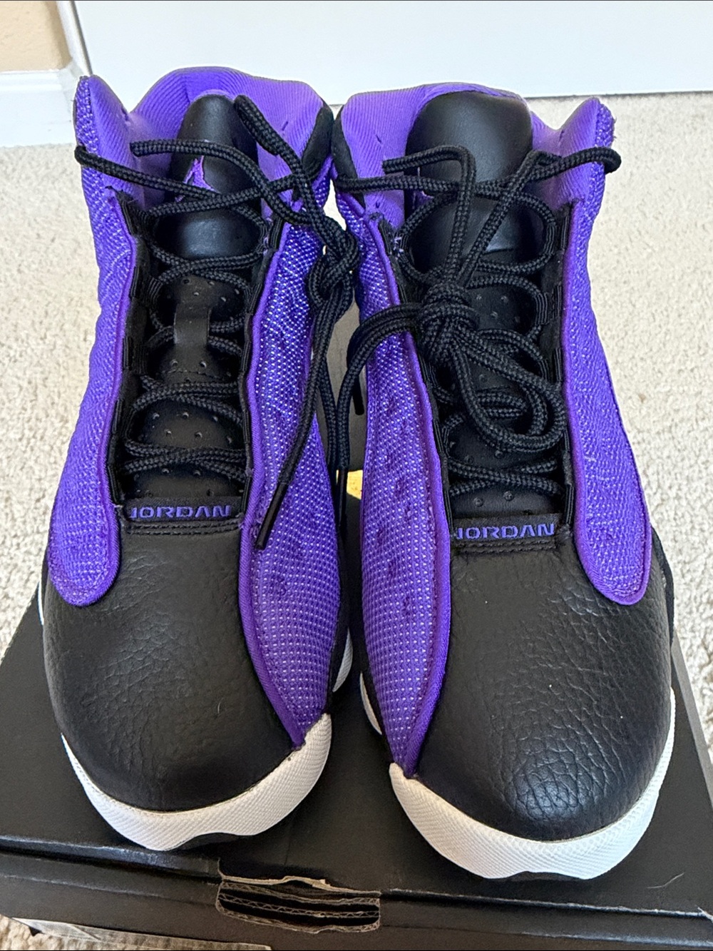 Air Jordan Retro 13 Kids Basketball Sneakers - Black & Purple
